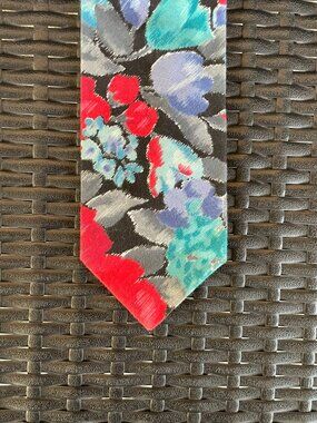 Fling Vintage Elance Floral Necktie Red Blue Gray Abstract Floral Men's Wide Tie
